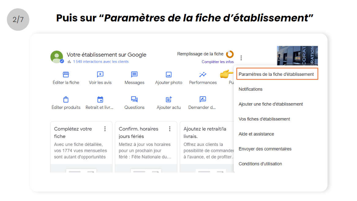 Screenshot fiche établissement Google