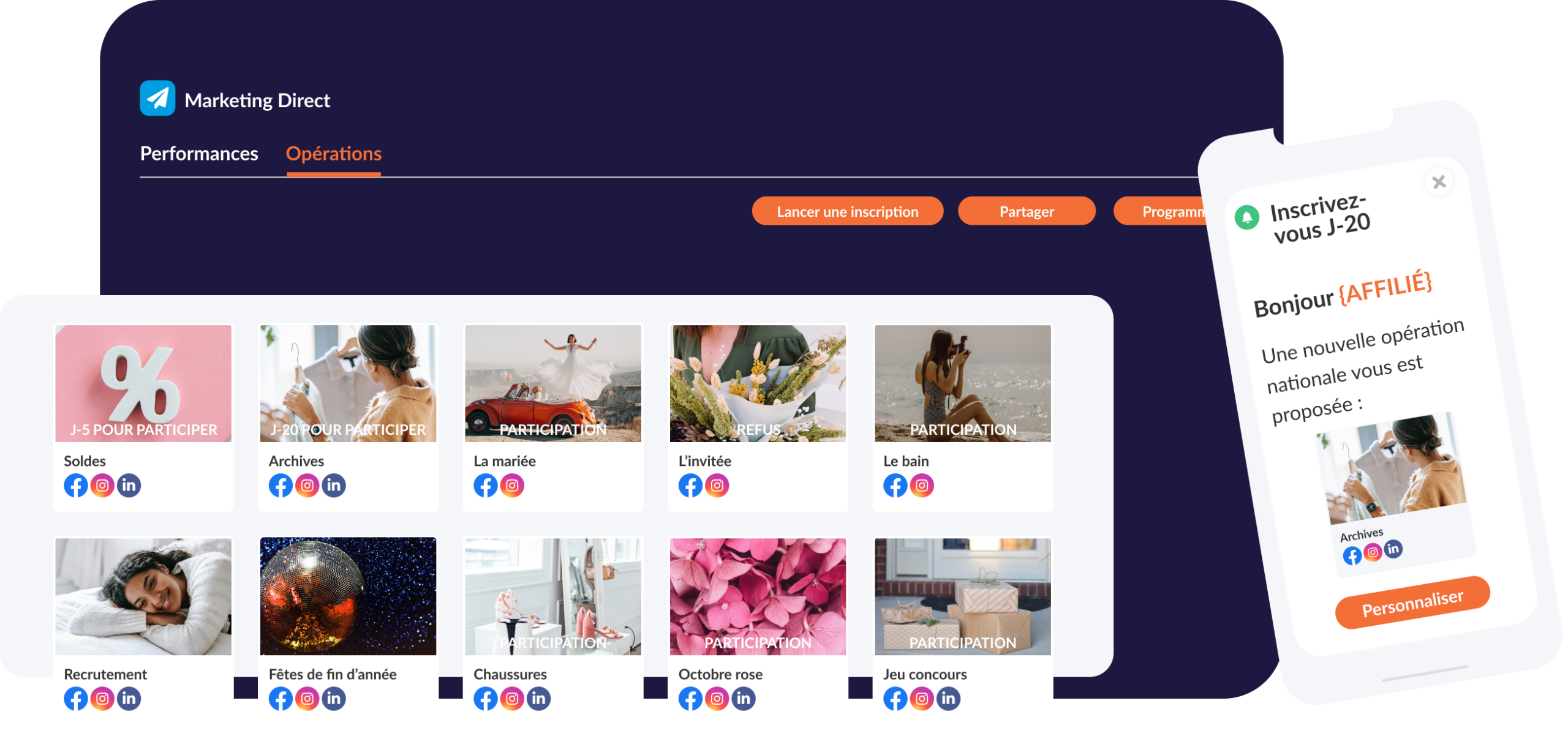 Opérations sur inscription