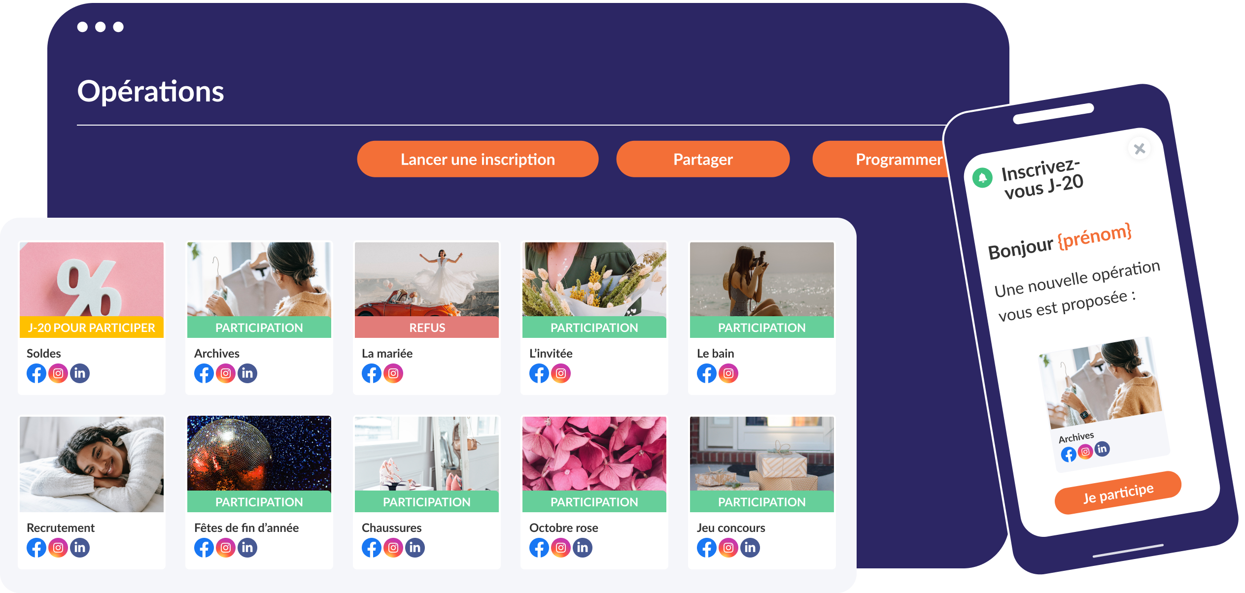 Op&eacute;rations sur inscription