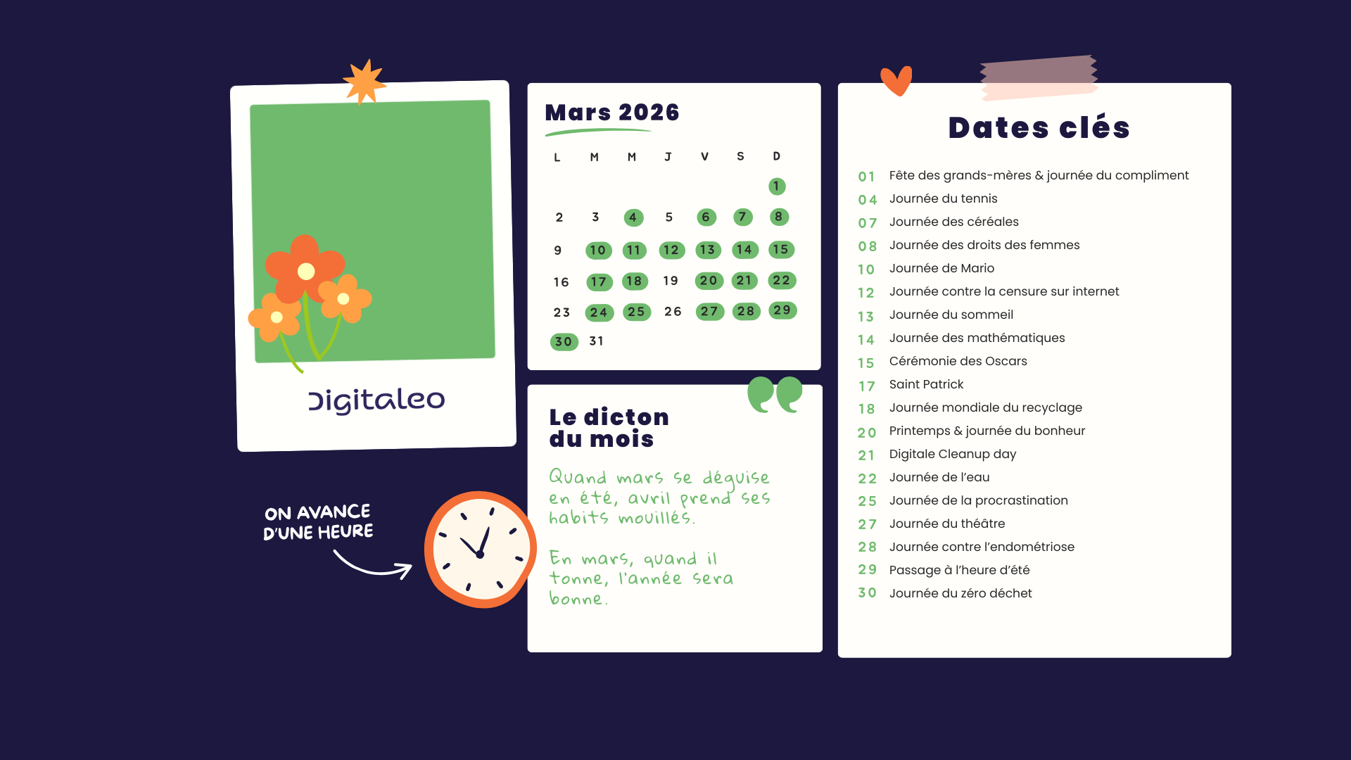 Calendrier marketing fond écran mars