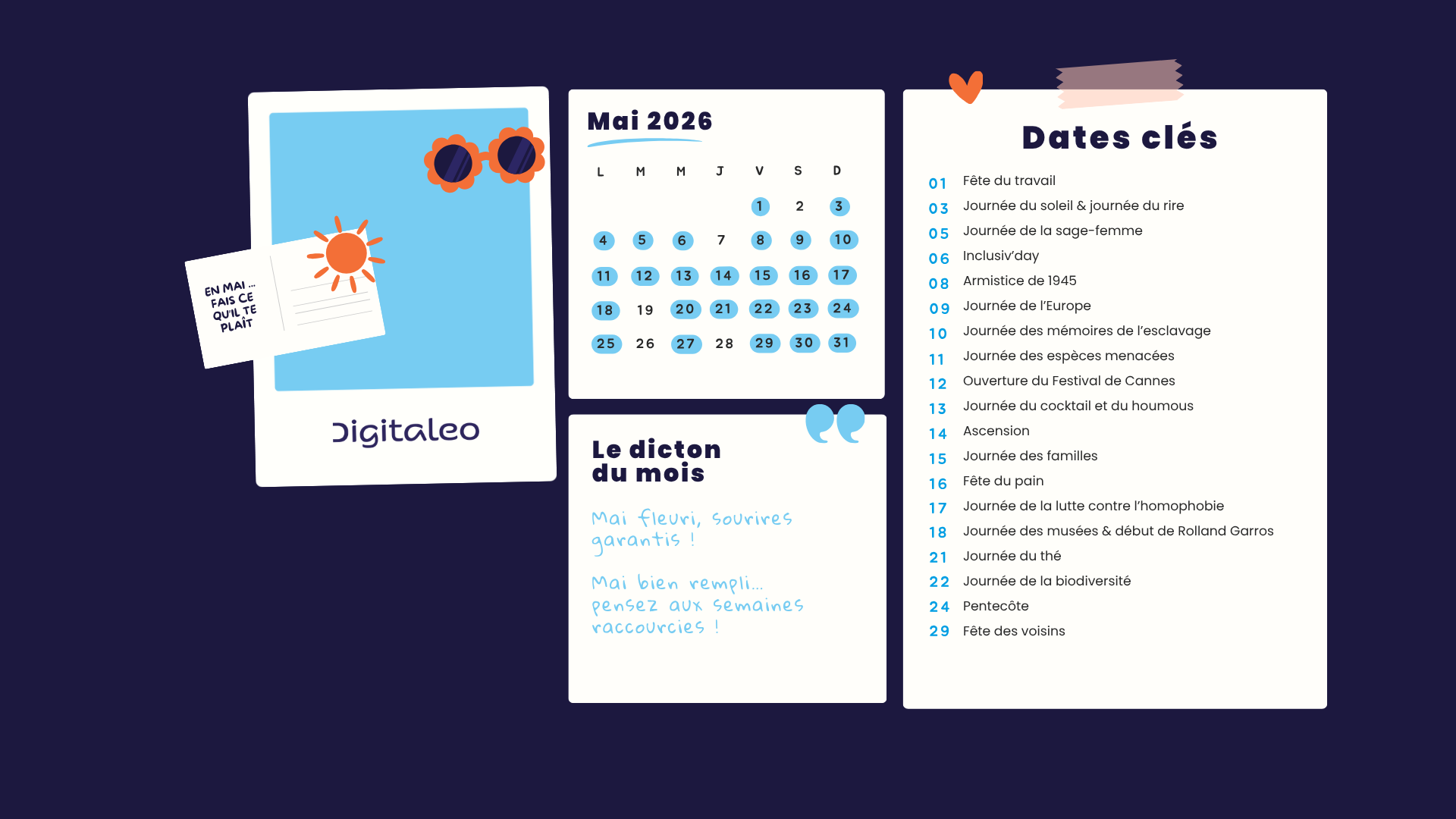 Calendrier marketing fond écran mai