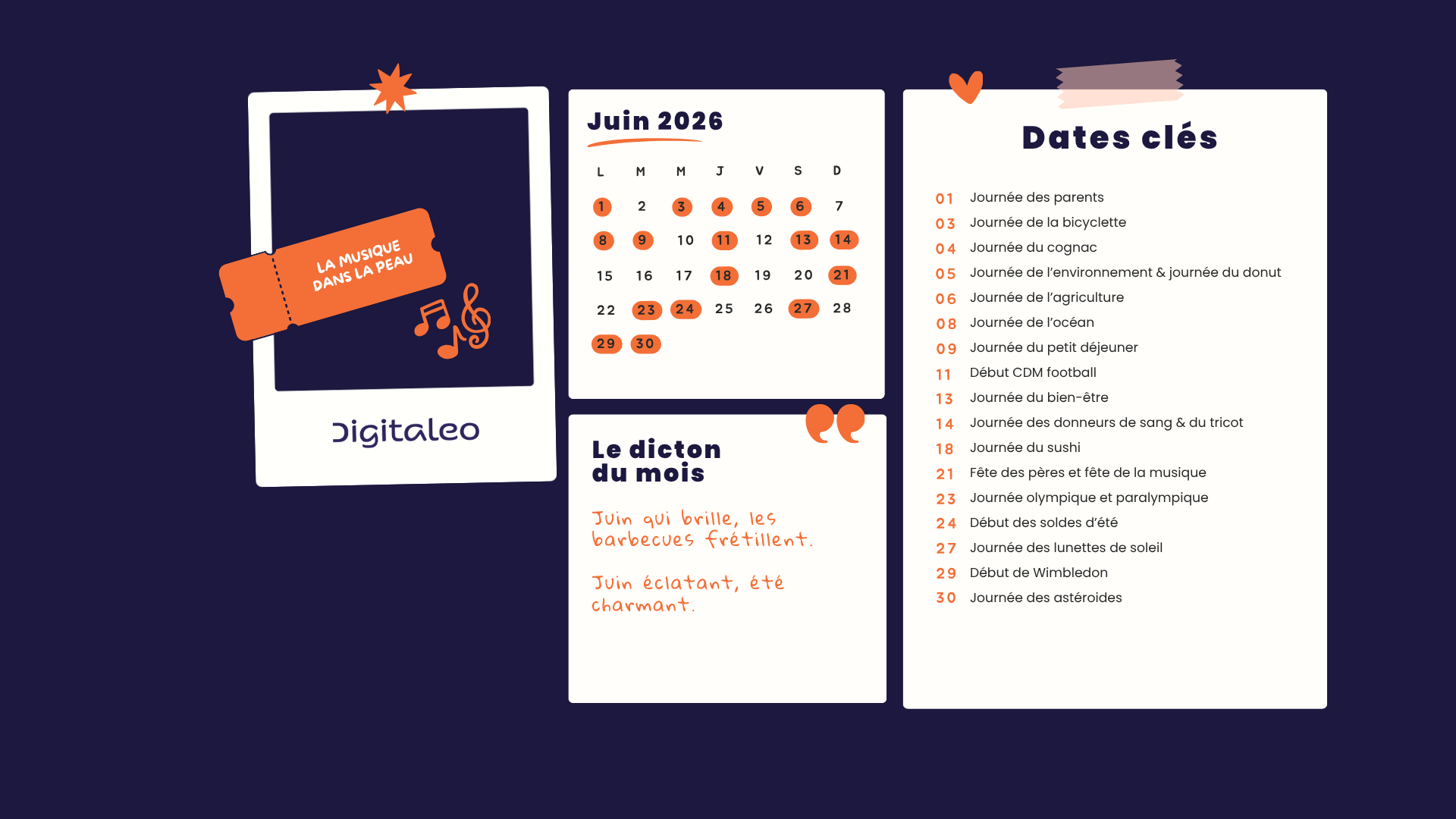 Calendrier marketing fond écran juin