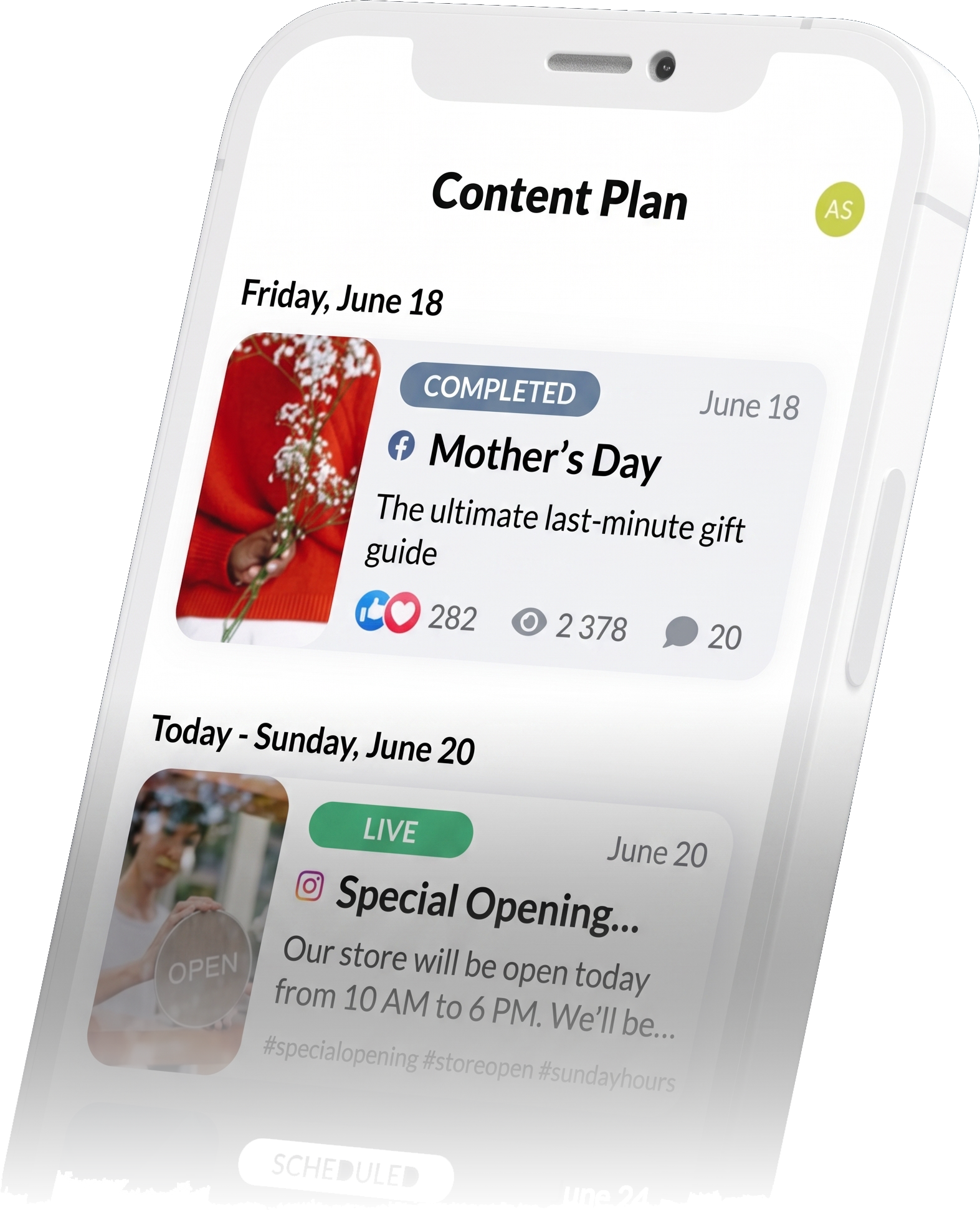 Social media on mobile app